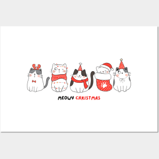Meowy Christmas- cats group Posters and Art